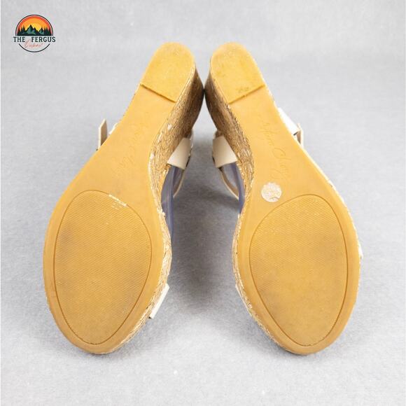 Arturo Chiang White Nude Wedge Summer Sandals Ankle Strap Neutral Women's Size 8 - Picture 6 of 12